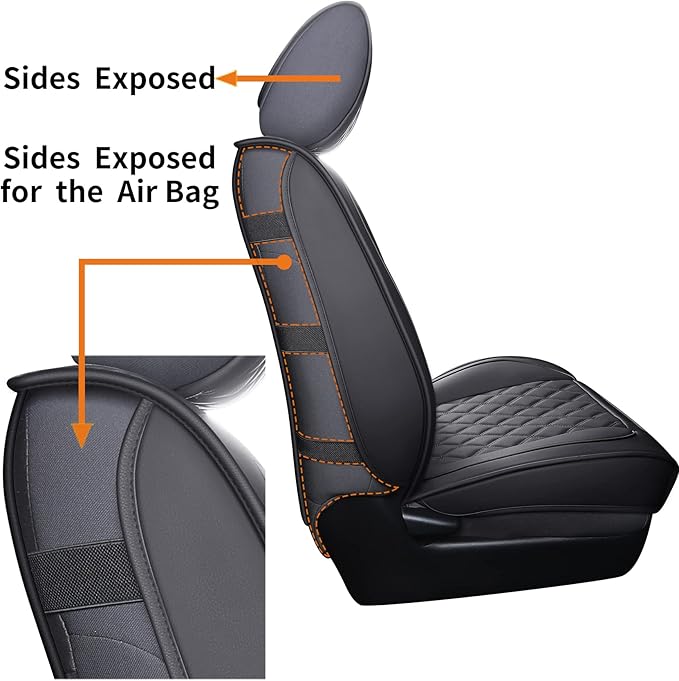 Aierxuan Toyota Tacoma Seat Covers Custom Fit 2005-2025 TRD Pro Magnetic Gray Limited SX Package Double Cab Pickup Truck Waterproof Leather Front Car Cushions(2 PCS Front, Black)