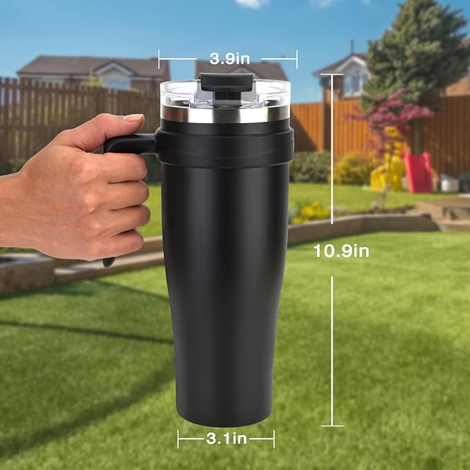 Zukro 50 oz Tumbler With Handle And Straw, Leak-proof Flip Straw Lid, Insulated Stainless Steel Water Bottle for Hot & Cold Drinks, Large Travel Mug Fit in Cup Holder, Dishwasher Safe, Aurora