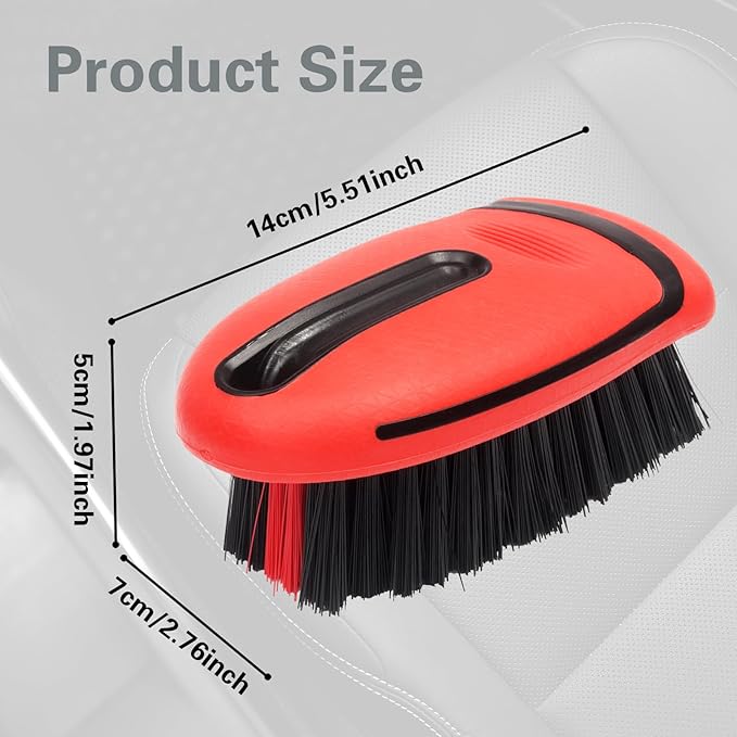 Carpet and Interior Cleaning Brushes, car Cleaning Brushes, Carpet Washing Brushes, Hard Bristle Detail Brushes, car and Home Interior Leather Brushes (Red)