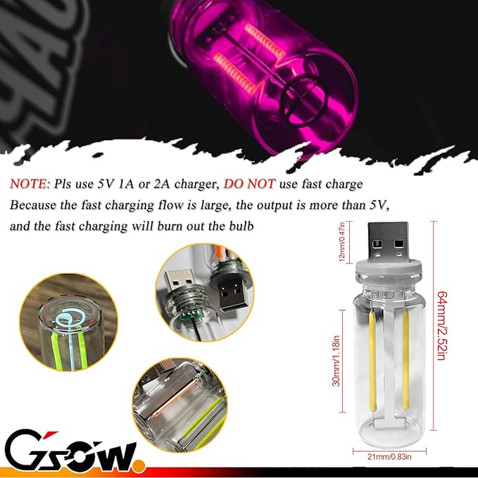 USB Car Light, Touch Control USB LED Car Interior Atmosphere Light, Automotive Interface Plug in Night Lamps, Mini Lamp Camping Lights, Bedroom, Hallway - Pink
