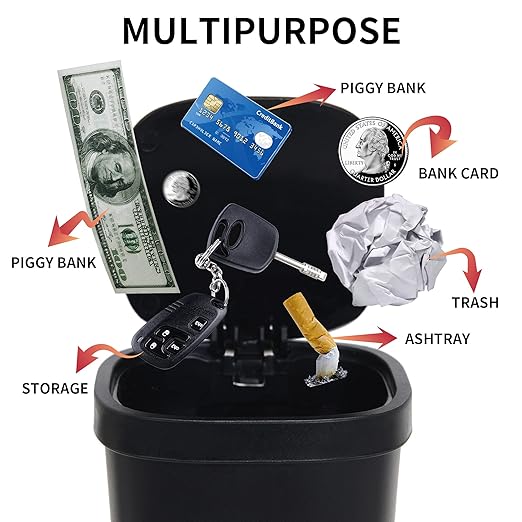 CZWL&HG 1.2L Black Plastic Mini Trash Can with Push-Button Pop Open,Cup Body Design,Easy to Clean,Comes with 140 Trash Bags- 2 Packs