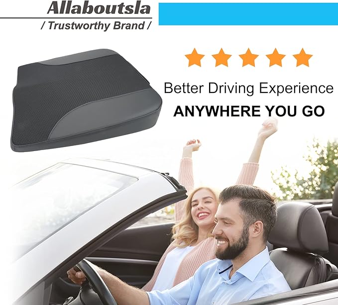 Car Seat Cushion, Car Seat Cushions for Driving with Comfort Memory Foam - Sciatica & Back Pain Relief, Suitable for Car, Truck, Office Chair (Black)