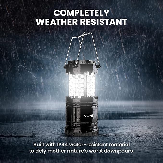 1 Pack LED Camping Lantern, LED Lanterns, Suitable Survival Kits for Hurricane, Emergency Light for Storm, Outages, Outdoor Portable Lanterns, Black, Collapsible, (Batteries Included)