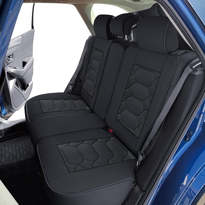 OASIS AUTO Custom Fit Seat Covers for Forester/Outback/Legacy/Impreza/Crosstrek 2010-2025, Waterproof Durable Faux Leather Seat Protector Cushion (Full Set, Black)