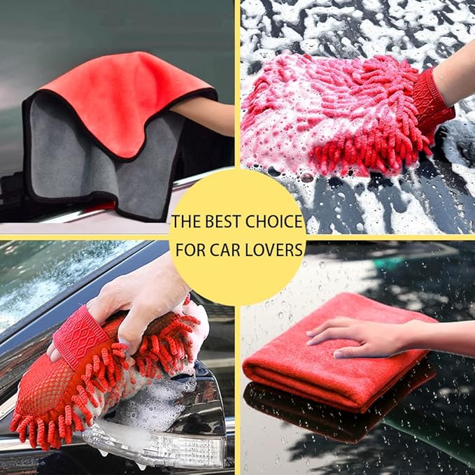 Car Wash Kit - Car Cleaning Kit Car Wash Cleaning Tools Kit with Car Wash Brush with Long Handle,Car Wash Mop,Microfiber Towels Car Detailing Kit
