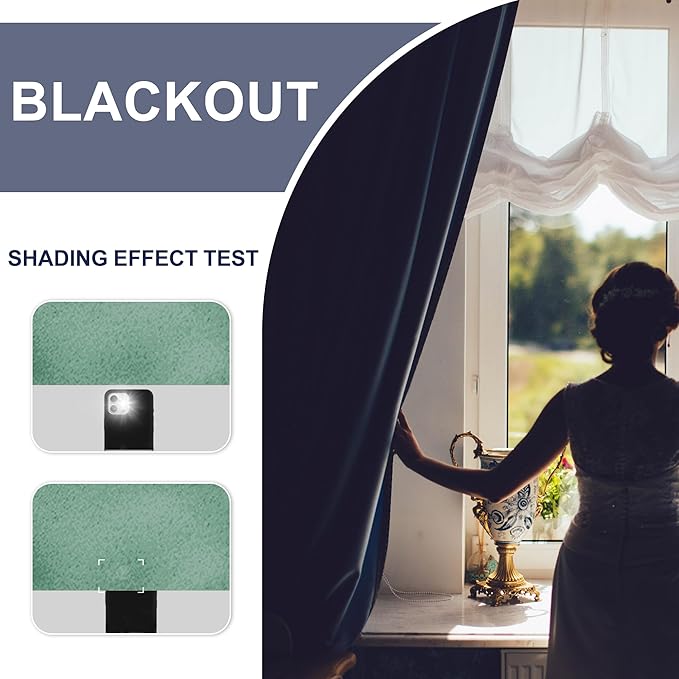 JIUZHEN Blackout Curtains for Bedroom - 60 Inch Extra Wide Thermal Insulated Room Darkening Privacy Soundproof Curtains for Living Room/Dorm Room, Set of 2 Panels, 60 x 84 inches,Sage Green