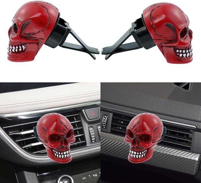 Skull Car Air Fresheners Cute Cool Funny Air Conditioning Vent Perfume Diffuser Decoration Interior Car Accessories 2 pcs