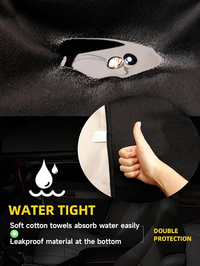 ZIMABLUE Terry Cloth Back Seat Cover Black Universal Waterproof Car Sport Towel Seat Cushion Non-Slip Sweat-Absorbent Towel Cloth Suitable for All Seasons Waterproof Beach Seat Cover Washable