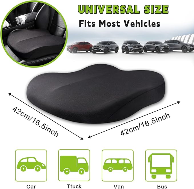 Car Seat Cushion for Adult, Car Booster Seat Pad for Short Drivers with Memory Foam, The Field of View by 3.9inch,Car Pillow for Driving Seat for Truck Office Chair Wheelchair (Gray)