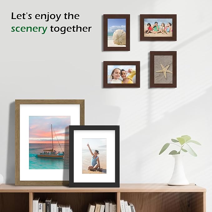 FrameWorks 2-Pack, 12x16 Matted to 8x12 Picture Frame, Mahogany – Classic Wooden Photo Frame with Tempered Glass, Modern Matte Finish for Prints, Posters, Certificates & Wall Decor – Gallery-Ready