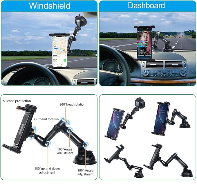 5 in 1 car Phone Holder, car Dashboard Windshield Phone Mount, Suitable for iPhone15 14 iPhone13 promax, Samsung Z Fold 7 6 5, All Smartphones