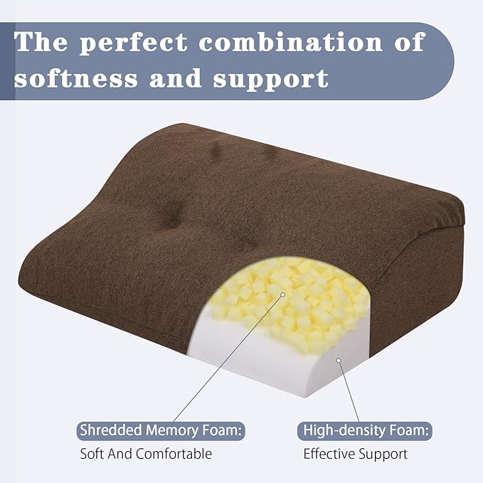 baibu Lumbar Support Pillow for Recliner, Large Memory Foam Dual-Layer Patent Design Back Support Cushion for Sofa & Gaming Chair, Ergonomic Lumbar Pillow with Machine Washable Cover, Brown