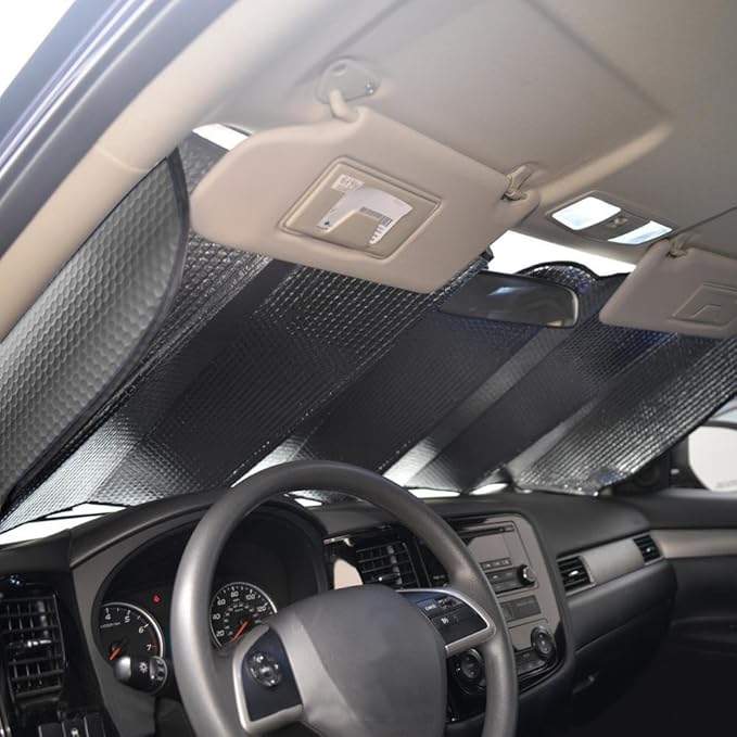 Windshield Sun Shade, Car Window Shade as Bonus by Big Hippo Keep Vehicle Cool Protect Your Car from Sun Heat & Glare Best UV Ray Visor Protector (Size: 55.16"X 27.5")