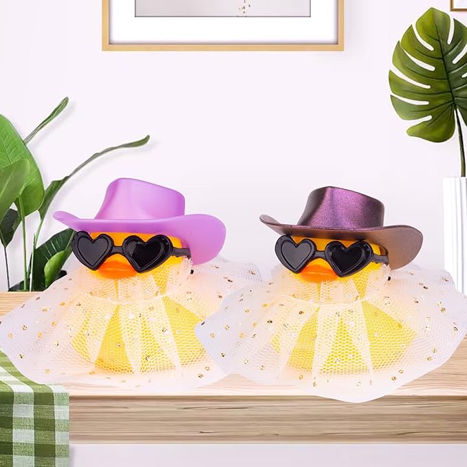 Cute Duck Car Dashboard Decoration with Mini Hat Sunglasses and Skirt, JJ075E1
