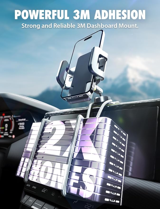 Bracketron Car Phone Holder, TripGrip Phone Mount for Car Dashboard & Air Vent, 360 Rotation One-Hand Release Car Cell Phone Holder for iPhone, Samsung, Androids.