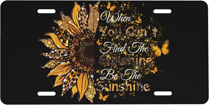 Front License Plate Be The Sunshine Vanity Plates Aluminum Metal Decorative Car Tag When You Can't Find The Sunshine Novelty License Plate Cover for Men Women 6 * 12 in (4 Holes)