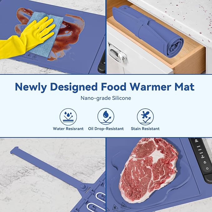 Warming Mat for Food Warmer Pad: Foldable Silicone Electric Warming Tray for Buffets Party - Fast Heating Portable Hot Plates for Countertop Kitchen Travel Home Outdoor Car Holiday Ideas