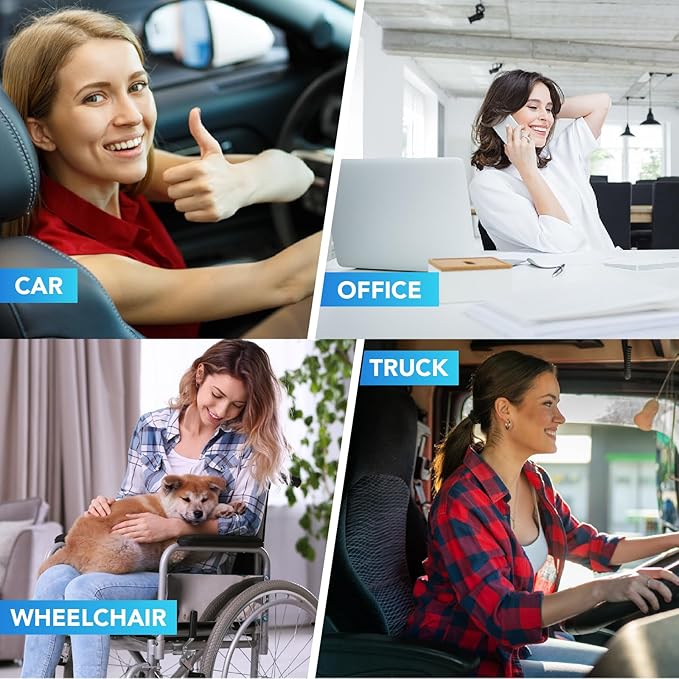 Car Seat Cushion with Back Support Pillow, Comfy Lumbar Support & Seat Cushion, Memory Foam Driving Pillow for Back-Sciatica Pain Relief, Auto Pad Suitable for Car, Truck, SUV - Brown