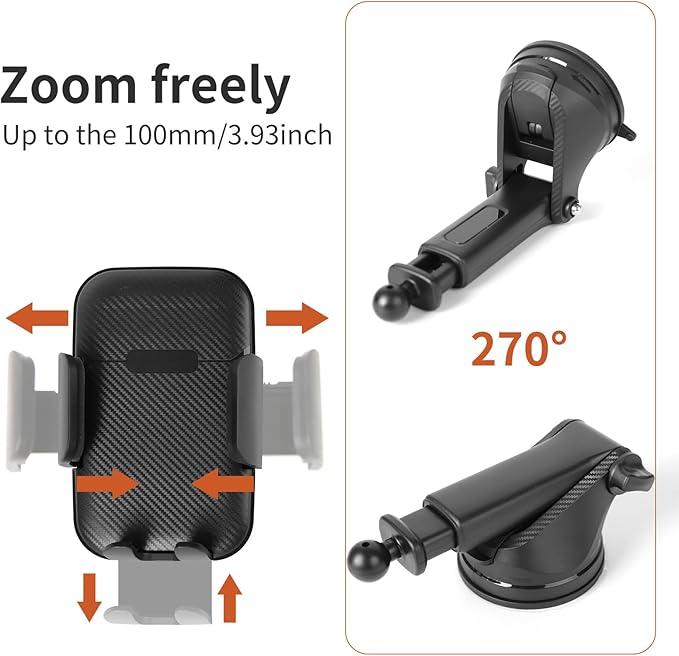 360° 3-in-1 Car Phone Mount – Dashboard, Windshield & Vent Mount with Super Strong Hold, Phone Holders for Your car Suitable for Apple and Android Smartphones.