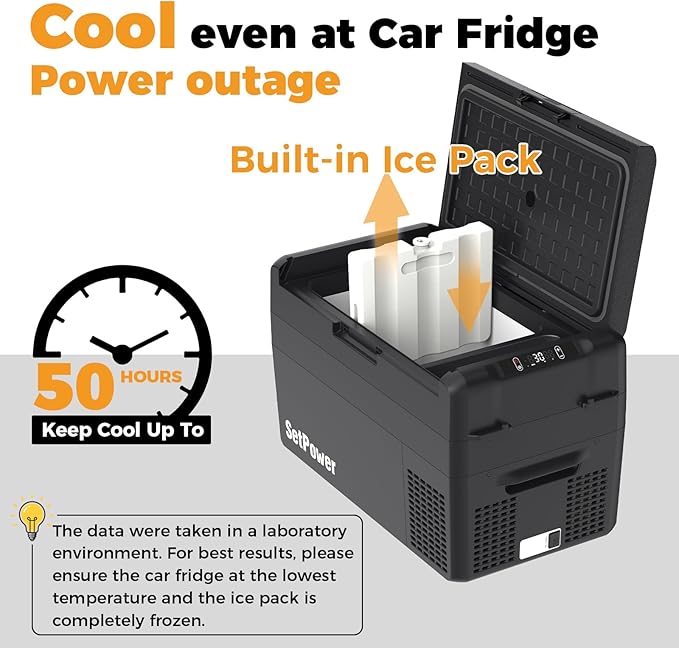 Setpower RF25 12V Refrigerator 27 Quart Portable Electric Cooler for Vehicles Car Freezer With 12/24V DC Car Refrigerator 12V Portable Fridge for Car Camping Truck Van RV SUV Road Trip Travel