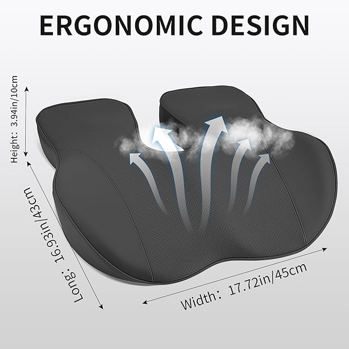 Car Seat Cushions for Driving Memory Foam Office Chair Seat Cushion Sciatica Pain Relief Pillow for Truck SUV