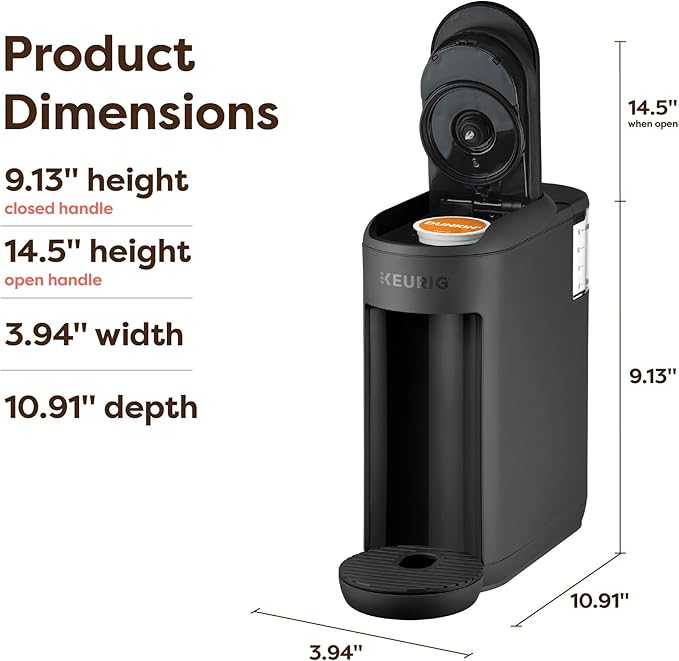 Keurig K-Mini Mate Single Serve K-Cup Pod Coffee Maker, Brews Up to 12 oz Cup, Compact Portable Coffee Machine for Small Spaces, Dorms & Offices, Black