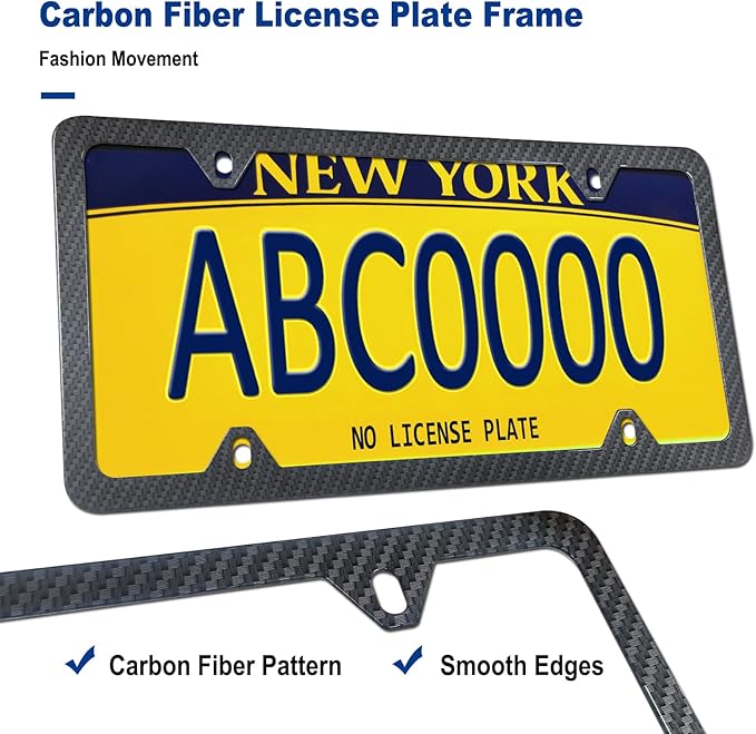 Rear License Plate Bracket Holder for Mercedes-Benz 2007-2023, Bumper Tailgate Trunk Car Tag Mounting Kit with Carbon Fiber Frame, Replaces: 1698170211, A0008101711