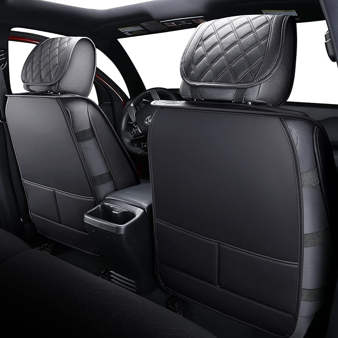 Aierxuan Toyota Tacoma Seat Covers Custom Fit 2005-2025 TRD Pro Magnetic Gray Limited SX Package Double Cab Pickup Truck Waterproof Leather Front Car Cushions(2 PCS Front, Black)