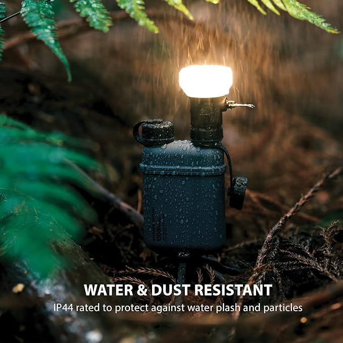 NESTOUT Rugged Outdoor Camping LED Lantern w/ Mini Tripod, Dimmable USB Powered Soft LED Light, IP44 Water Dust Resistant, 10-350 Lumen, Portable Lamp for Power Bank EDC Travel, LAMP-1 (Black)