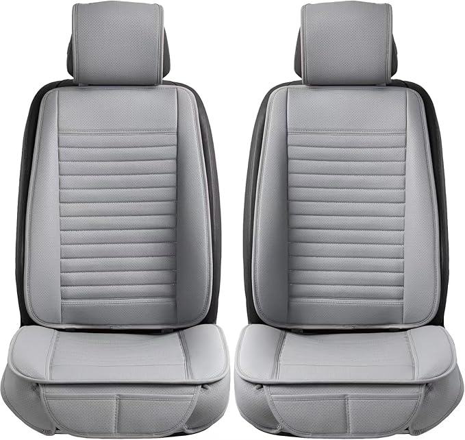 Universal Leather Car Seat Covers Full Set, Car Seat Cushion Covers Protector for Cars SUV Pick-up Truck Van Interior Accessories(Gray)