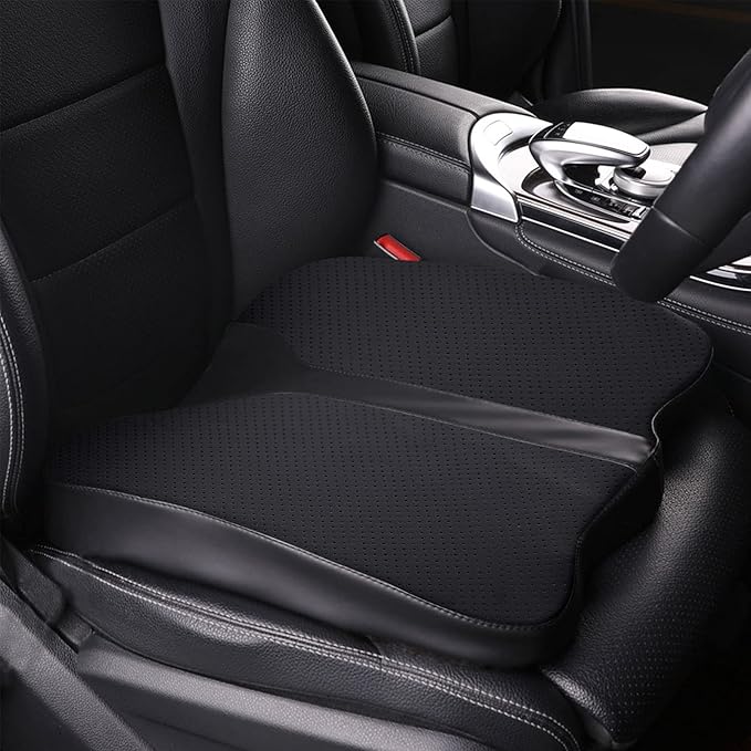 Car Seat Cushion - Comfort Memory Foam Seat Cushion for Car Seat Driver, Tailbone (Coccyx) Pain Relief Pad, Car Seat Cushions for Driving, Office Chair Cushion (Black)