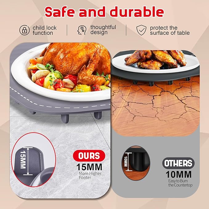 Warming Mat for Food,10s Rapid Warm Food Warming Mat,3-Temp Portable Food Warmer,Fast Heating Auto Shut Off Chafing Dishes For Buffet,Roll Up Food Warmers For Parties Buffet Roll-up Silicone Buckle