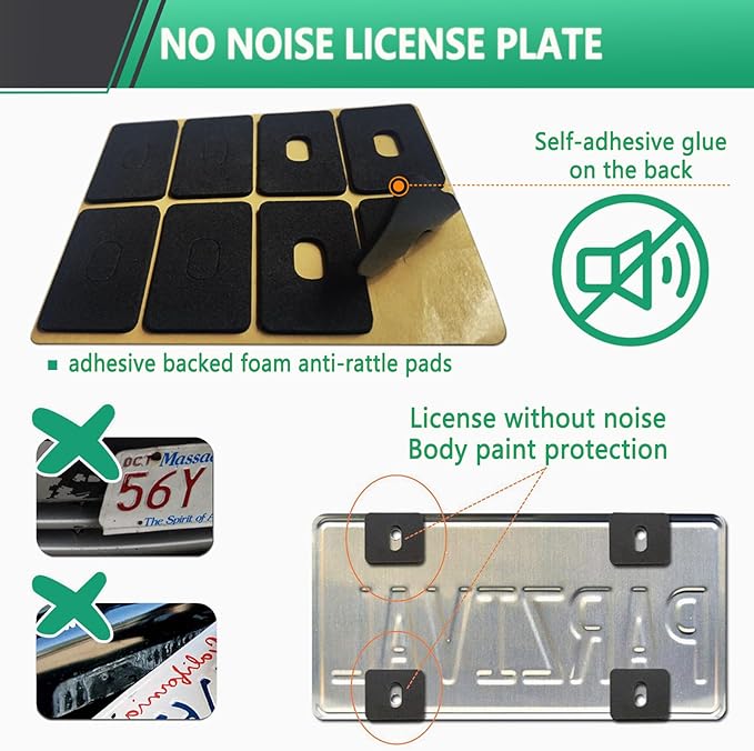 Black American Flag License Plate Frame- Front Rear Patriotic USA Car Tag Frames, 2 Pack 4 Hole Subdued 3D Embossed Stars and Stripes Plastic Holder with Mounting Hardware Kit