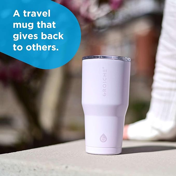 GROSCHE Yukon 20 oz Insulated Coffee Mug with Lid - Durable Travel Mug, Stainless Steel Tumblers, Vacuum Insulated Coffee Tumbler for Hot or Cold Beverages - LAVENDER