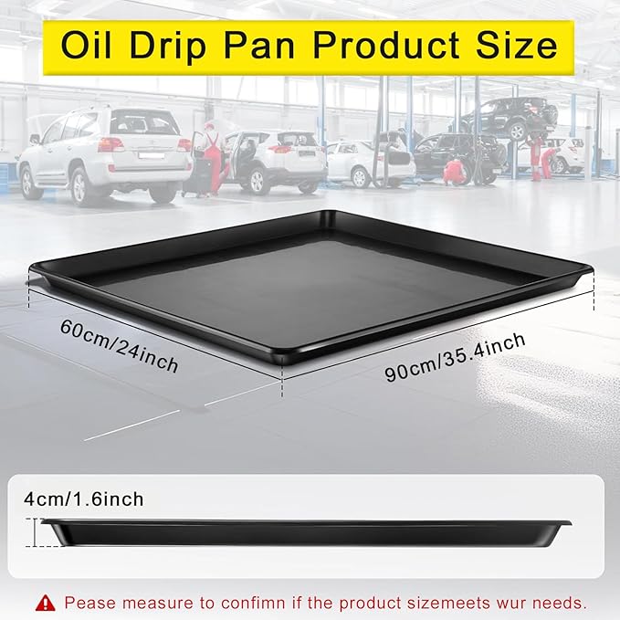 3 Pcs Extra Large Oil Drip Pan, 35.4×24×1.6Inches Oil Drain Pan for Under Car,Plastic Oil Drip Tray for Garage, Fridges, Washing Machines, Cat Litter Box,Keeps Floors Safe & Clean