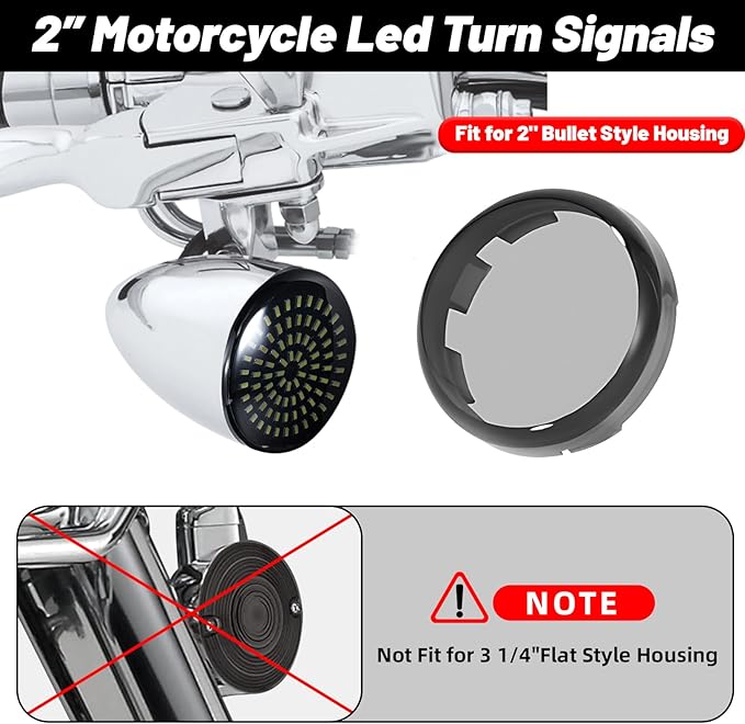 1157 LED Turn Signals, 81 LED Front Rear Blinkers Combo Bulbs 2" Bullet Housing w/4 Smoked Lenses Compatible with Harley Davidson Sportster Street Glide Road Glide Electra Glide Dyna