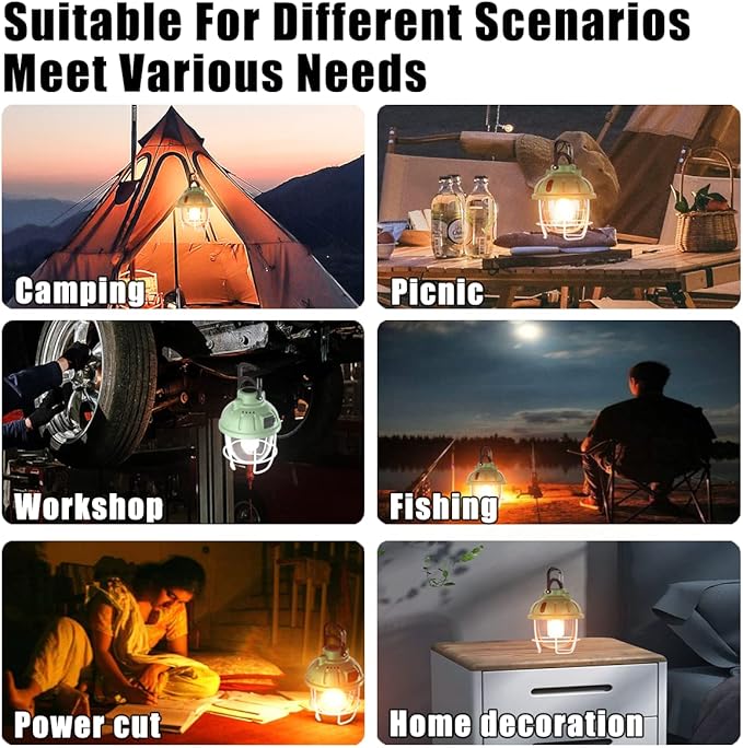 Camping Light,LED Tent Lanterns, Rechargeable Light IPX4 Waterproof Lights,3 Color 7 Light Modes Survival Lanterns Emergency Lamp for Camping Picnic Hiking Fishing Workshop Home Garden Decoration