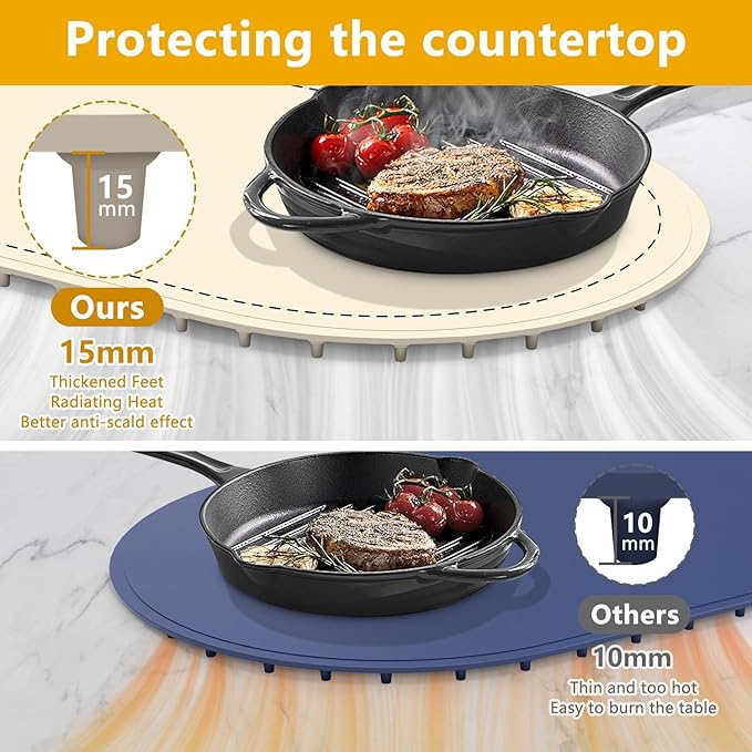 Warming Mat for Food,Temperature Adjustable Food Warmers for Parties Buffet with Timer,Silicone Food Warming Trays with Heat Proof Base,Roll Up Food Heating Mat for Home & Travel(Beige)