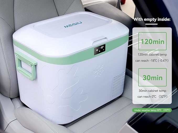 Car Refrigerator, Portable 12V Fridge 19 Qt (18 L) 12 Volt Freezer Compressor Cooler 12V/24V DC 110~240 V AC for Truck Van RV Camper SUV and Home Use -18℃~+15℃