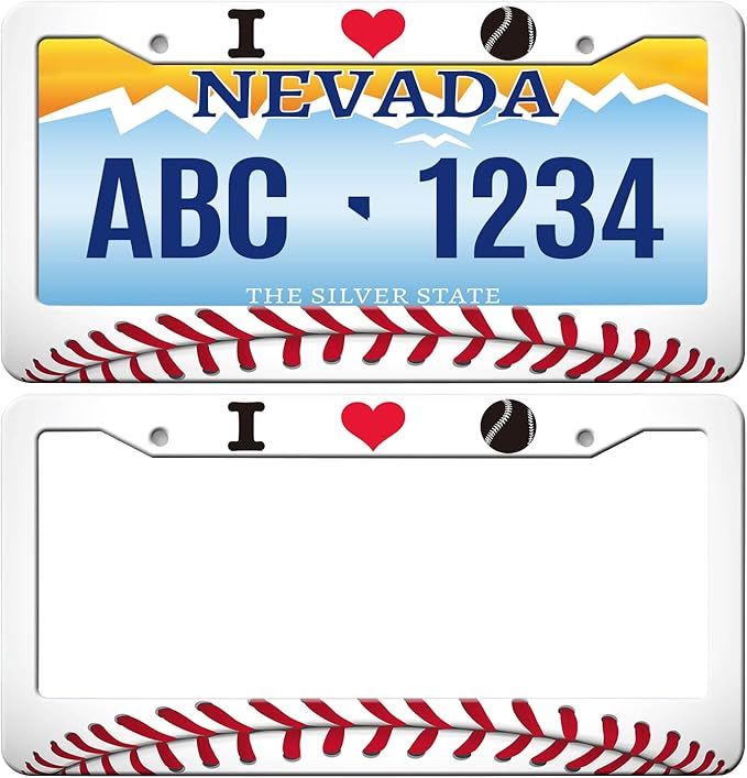 MIOAOSRT I Love Baseball License Plate Frame Baseball Sport License Plate Cover Car Tag Holder Metal License Plate Frame Fits Standard U.S.Vehicles 12x6 Inch