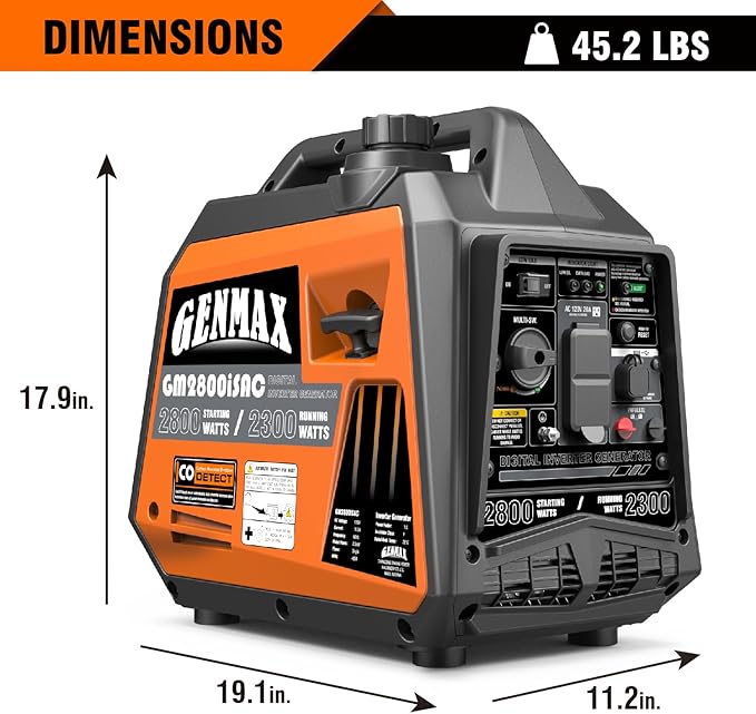 GENMAX Generator,EPA Compliant, Eco-Mode Feature, Ultra Lightweight for Backup Home Use & Camping
