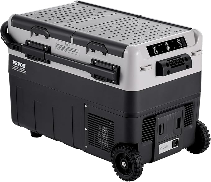 VEVOR Portable Car Refrigerator, 12 Volt Car Refrigerator Fridge, 50Liter(52.8qt) Dual Zone Portable Freezer, -4℉-68℉ Adjustable Temperature, Compressor Cooler for Home, Outdoor, Camping, RV, Car