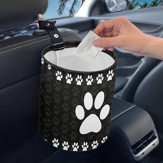 Cute Dog Paw Print Car Trash Can, 3L, 1 Count - Multi-Purpose, Waterproof, Leak-Resistant, Easy to Clean, Car Interior Decoration