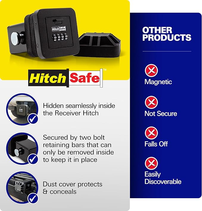 HS7000 Key Vault | Hidden Trailer Hitch Safe for Secure Key Storage | CarShare Turo | Weather Resistant and Durable with 4-Digit Combination Lock for Cars, Trucks, and SUVs