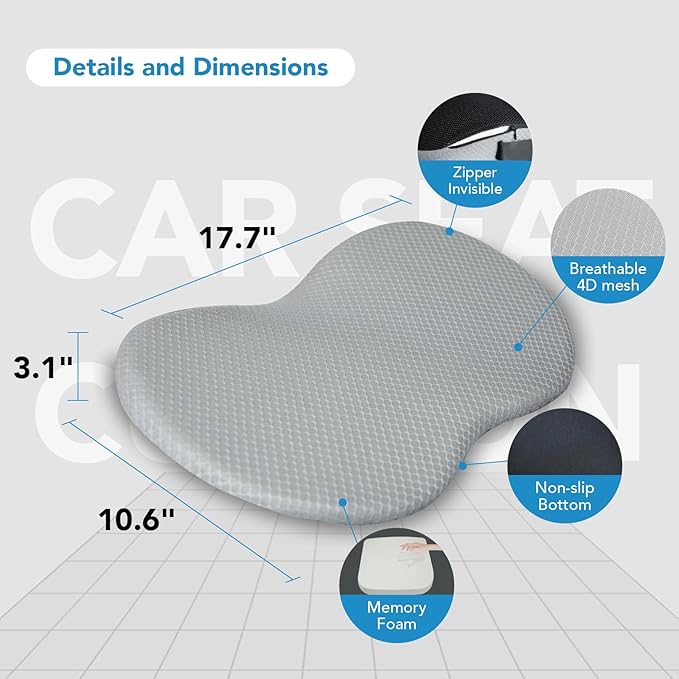 kingphenix Wedge Car Seat Cushion: Memory Foam Truck Seat Cushion for Car Seat Driver - Sciatica and Back Pain Relief - Enhancing Driving Comfort -Gray