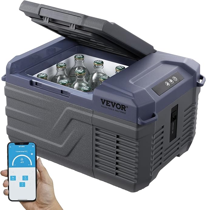 VEVOR Car Refrigerator, 12 Volt Car Refrigerator Fridge, 9 L Single Zone Portable Freezer, -4℉-68℉ Adjustable Range, 12/24V DC and 100-240V AC Compressor Cooler for Outdoor, Camping, RV
