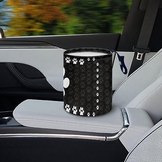 Cute Dog Paw Print Car Trash Can, 3L, 1 Count - Multi-Purpose, Waterproof, Leak-Resistant, Easy to Clean, Car Interior Decoration