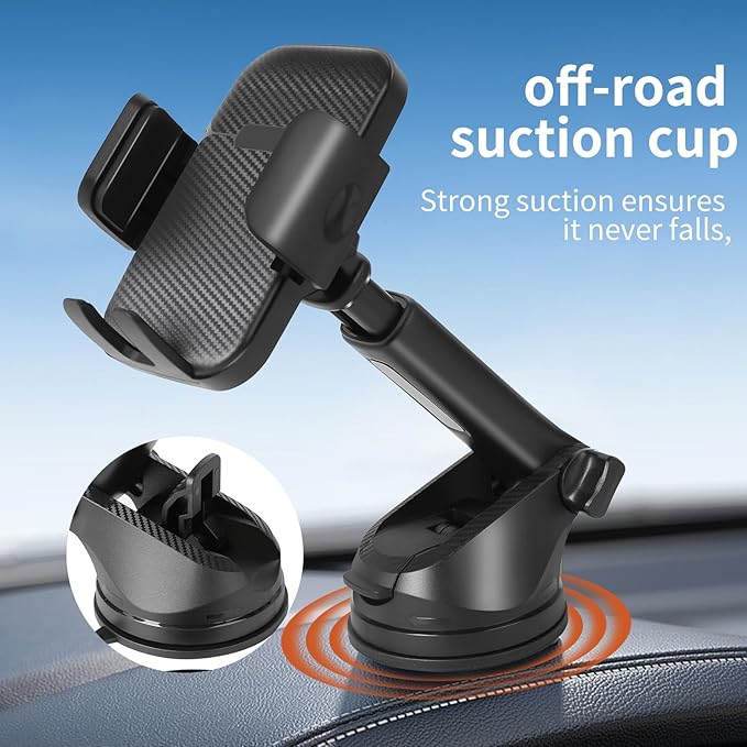 360° 3-in-1 Car Phone Mount – Dashboard, Windshield & Vent Mount with Super Strong Hold, Phone Holders for Your car Suitable for Apple and Android Smartphones.