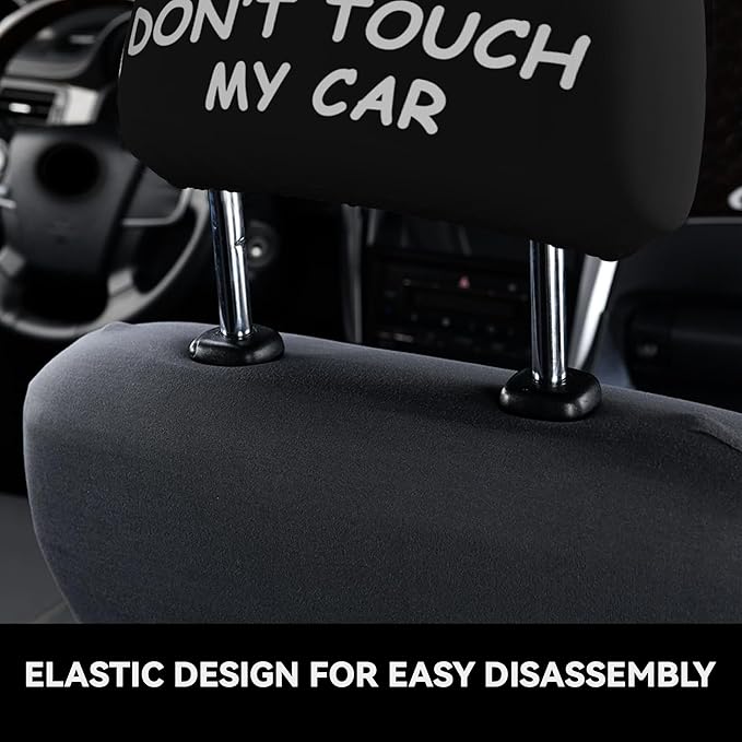 Funny Car Headrest Covers 2 Pack – Double-Sided with Smile “Have A Nice Ride” & Angry “Don’t Touch My Car” Faces – Universal Fit Seat Headrest Protector for Cars, SUVs, Trucks