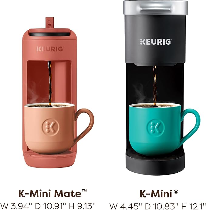 Keurig K-Mini Mate Single Serve K-Cup Pod Coffee Maker, Brews Up to 12 oz Cup, Compact Portable Coffee Machine for Small Spaces, Dorms & Offices, Red Rocks